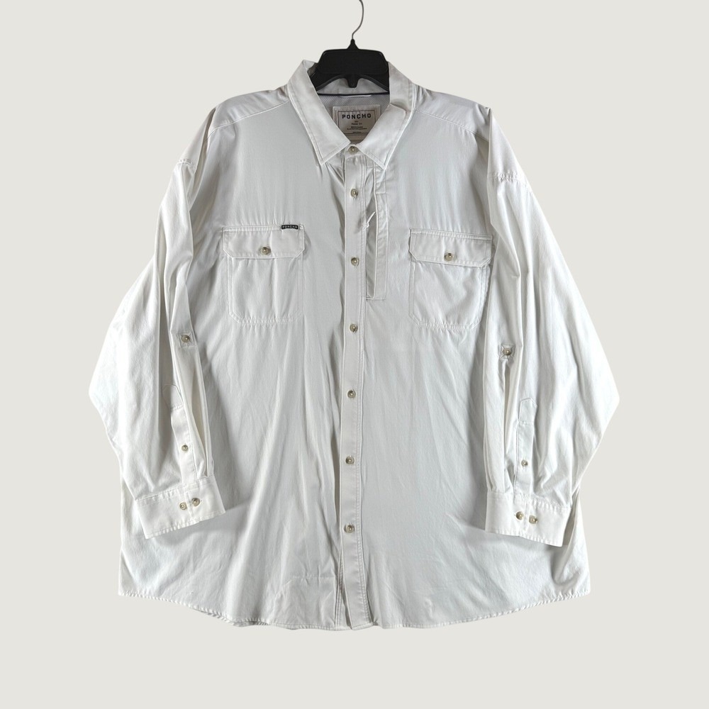 Poncho Fishing 3XL‎ White Magnetic Pockets Performance Outdoor RN155871 FLAW